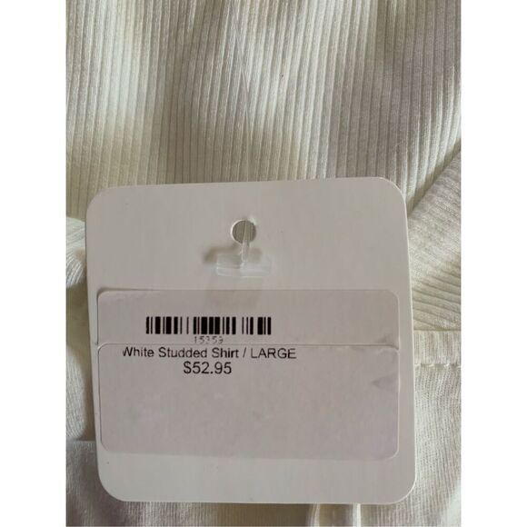 POL Studded V-Neck Top With Flutter Sleeve Off White Size L - Picture 9 of 11